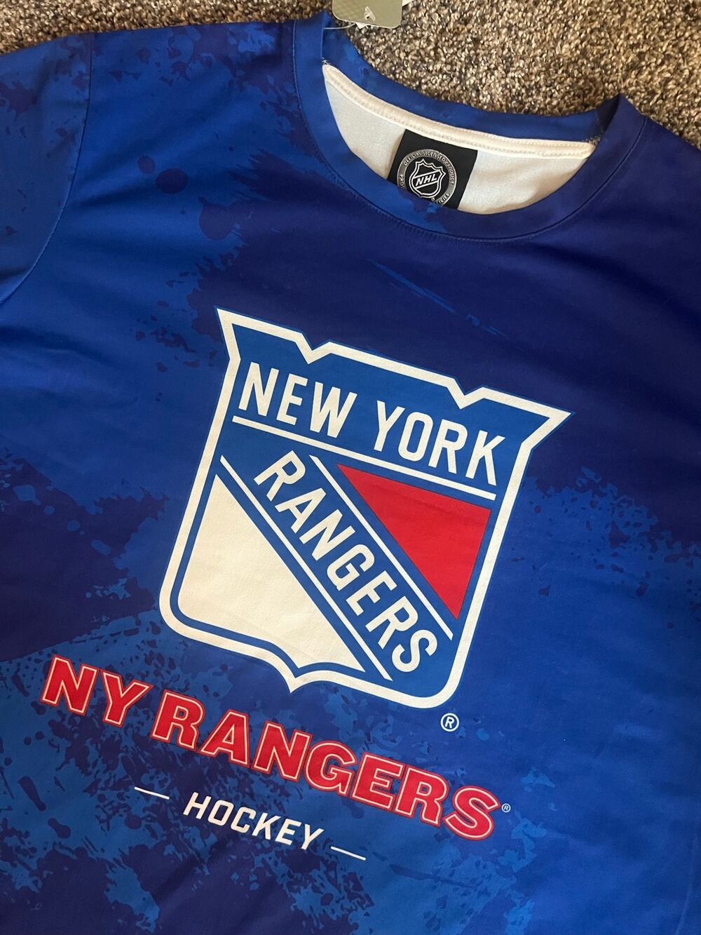 NHL Large NY Rangers Long Sleeve Rash Guard Shirt (NWT)